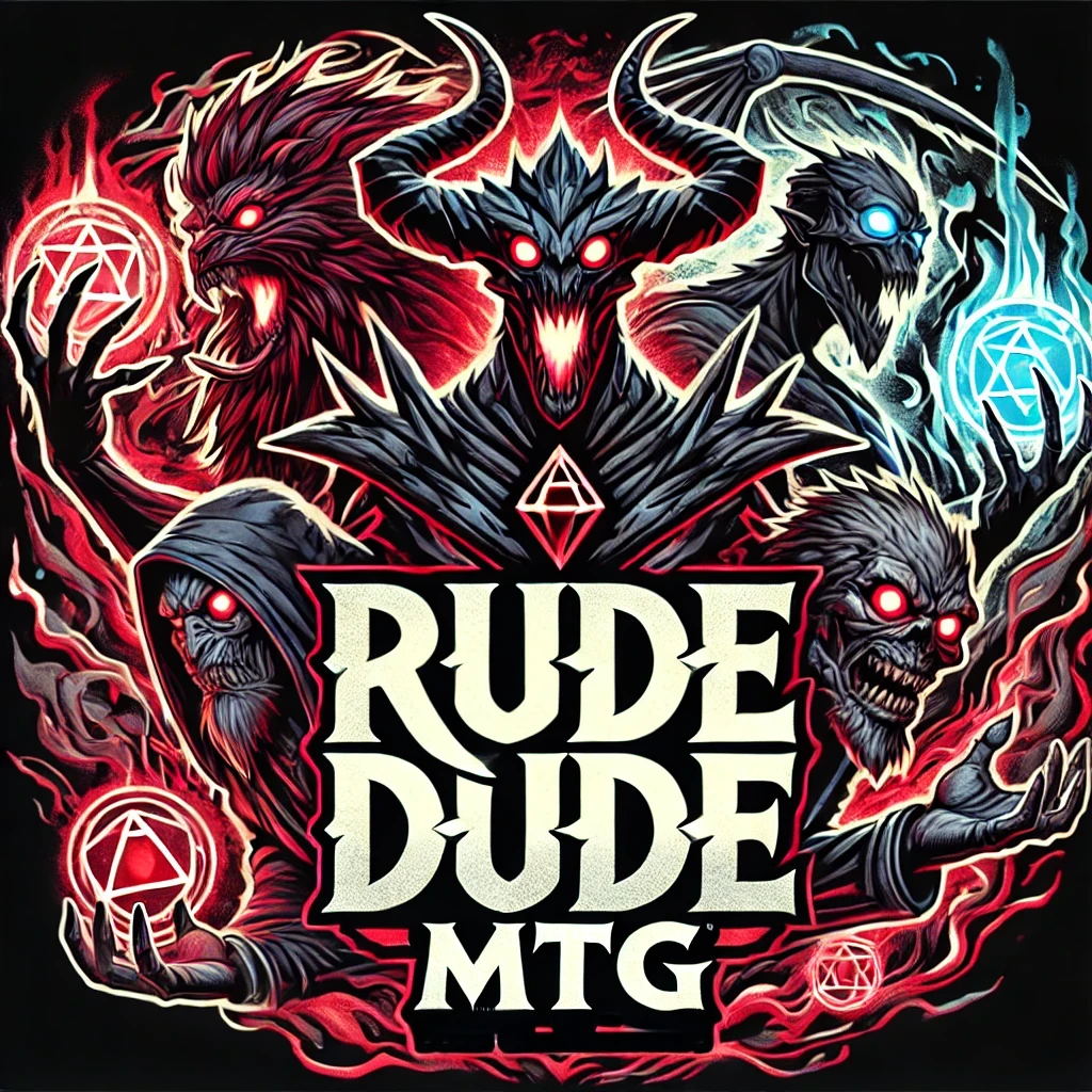rude dude logo with magic the gathering theme
